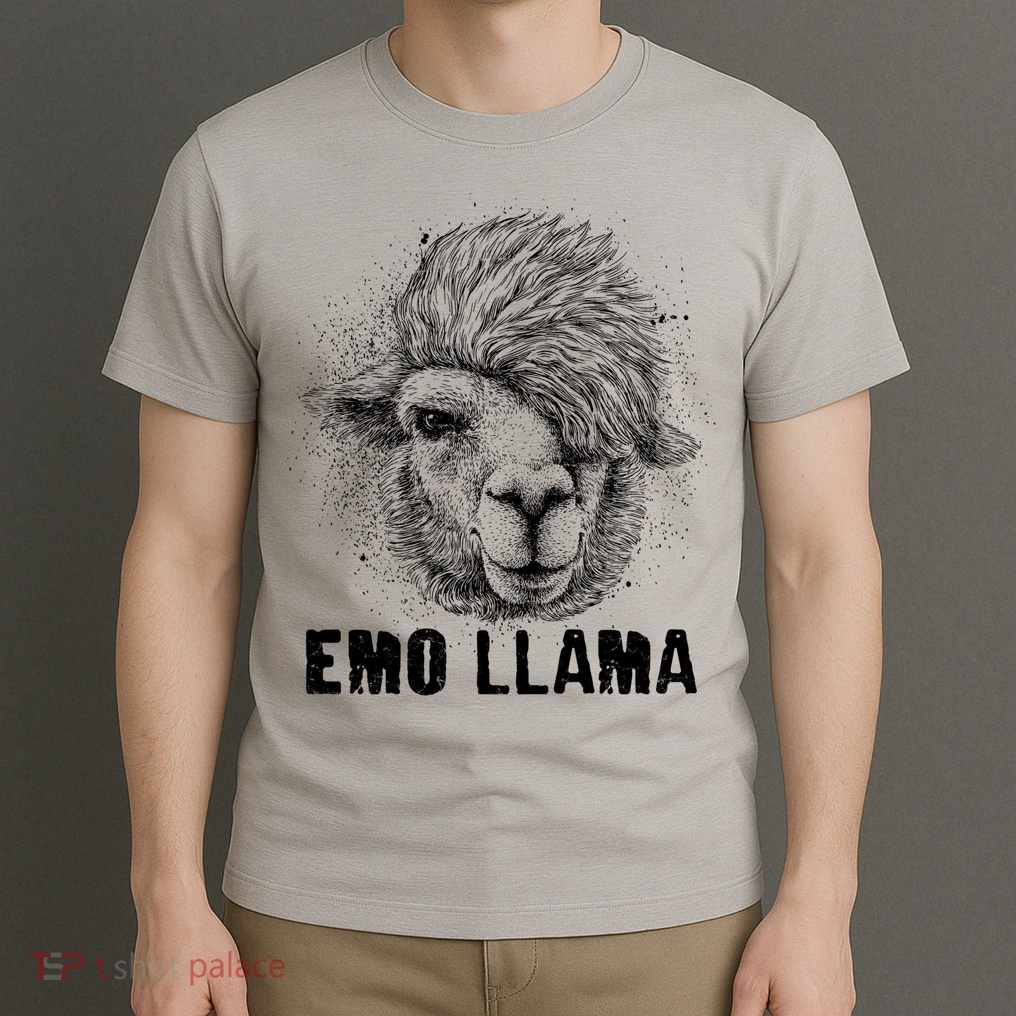 Distressed Vintage Emo Llama Alpaca  T-Shirt