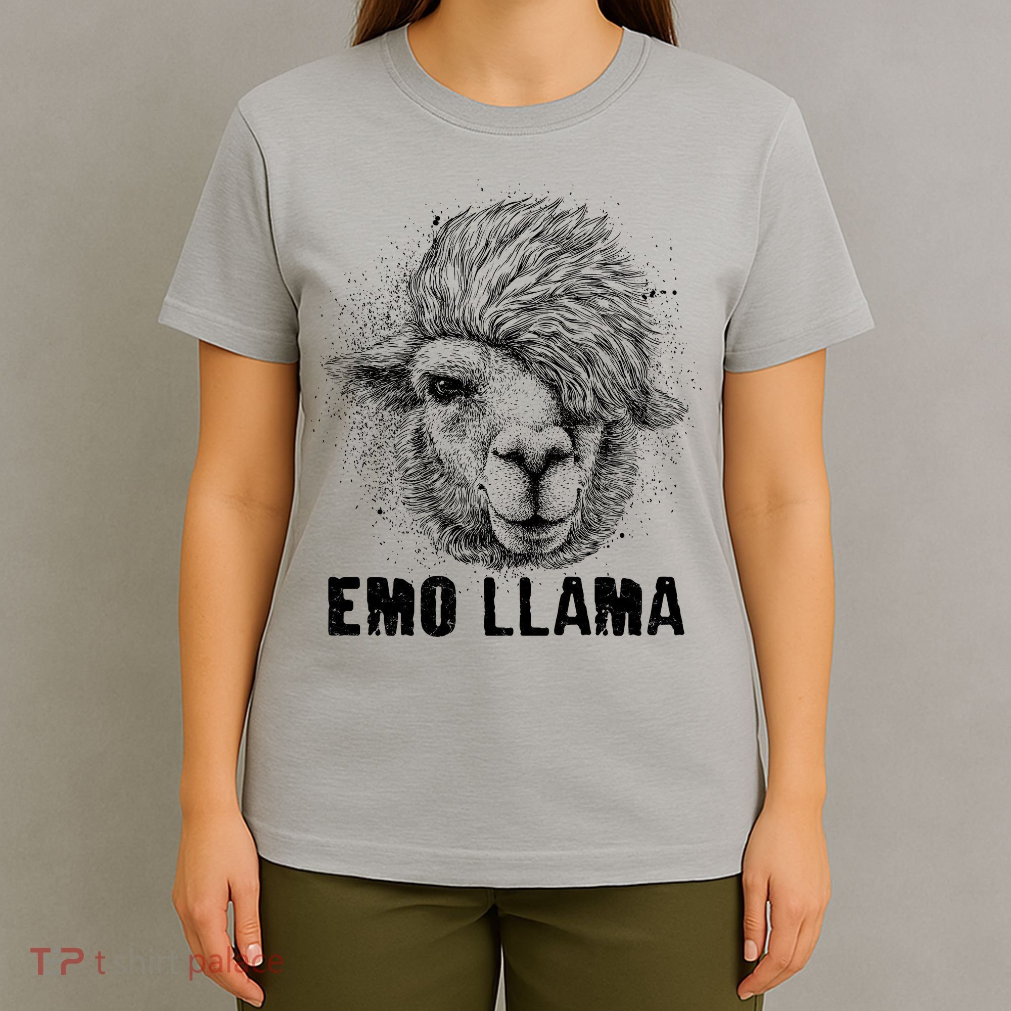 Distressed Vintage Emo Llama Alpaca  T-Shirt