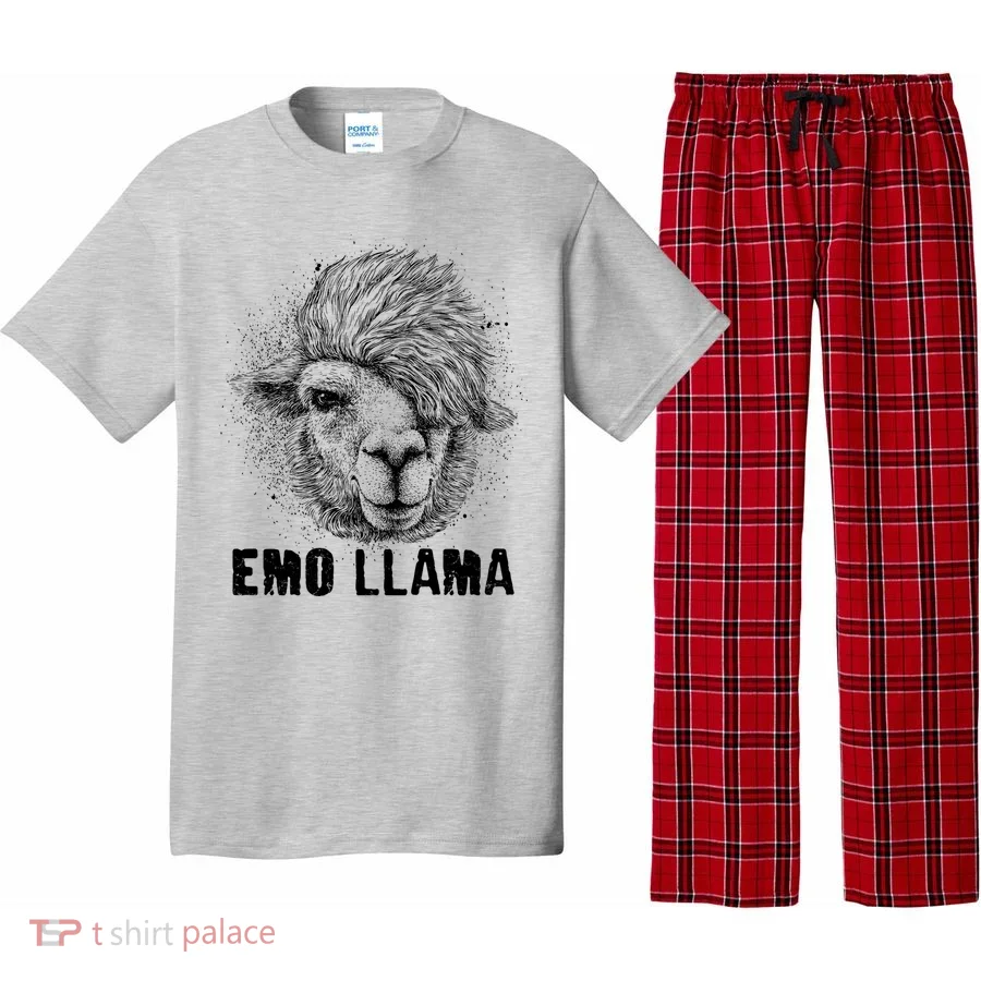 Distressed Vintage Emo Llama Alpaca  Pajama Set