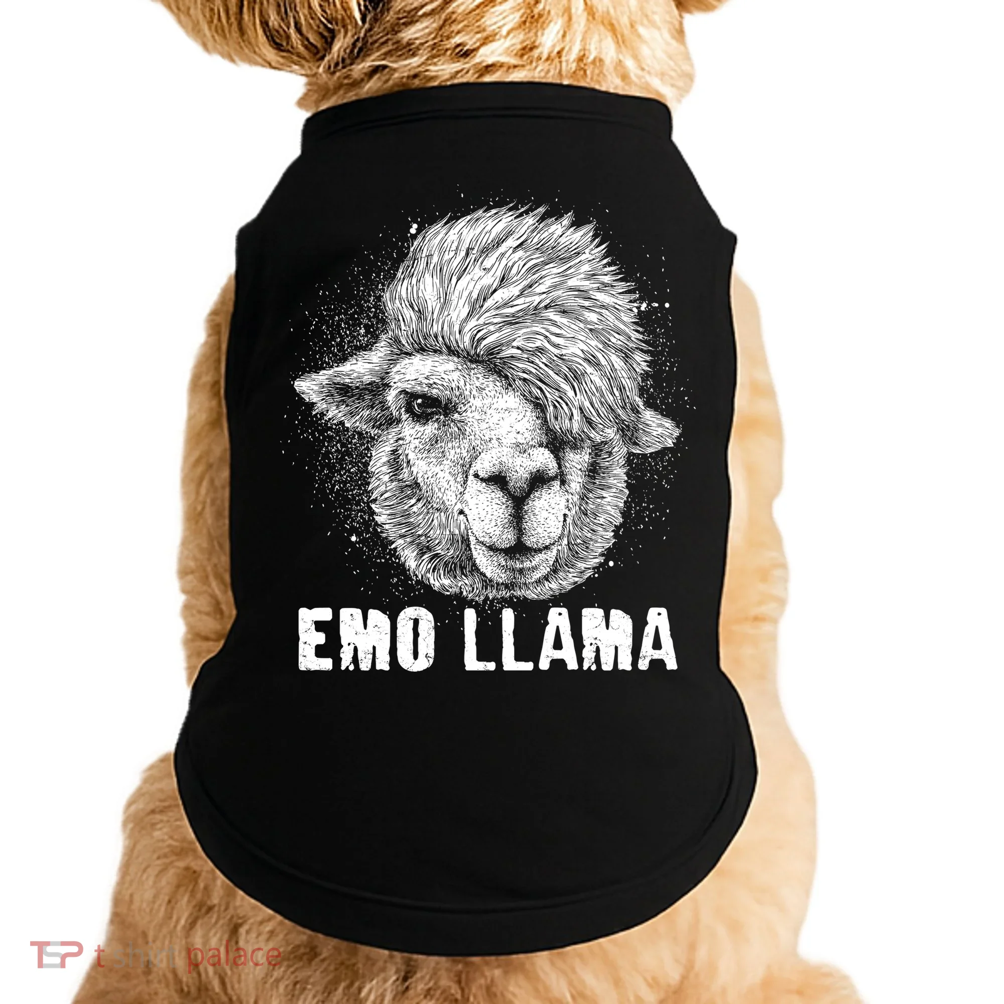 Distressed Vintage Emo Llama Alpaca  Doggie Tank