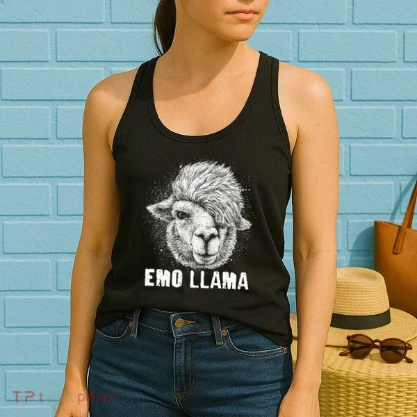 Distressed Vintage Emo Llama Alpaca  Women's Tank Top