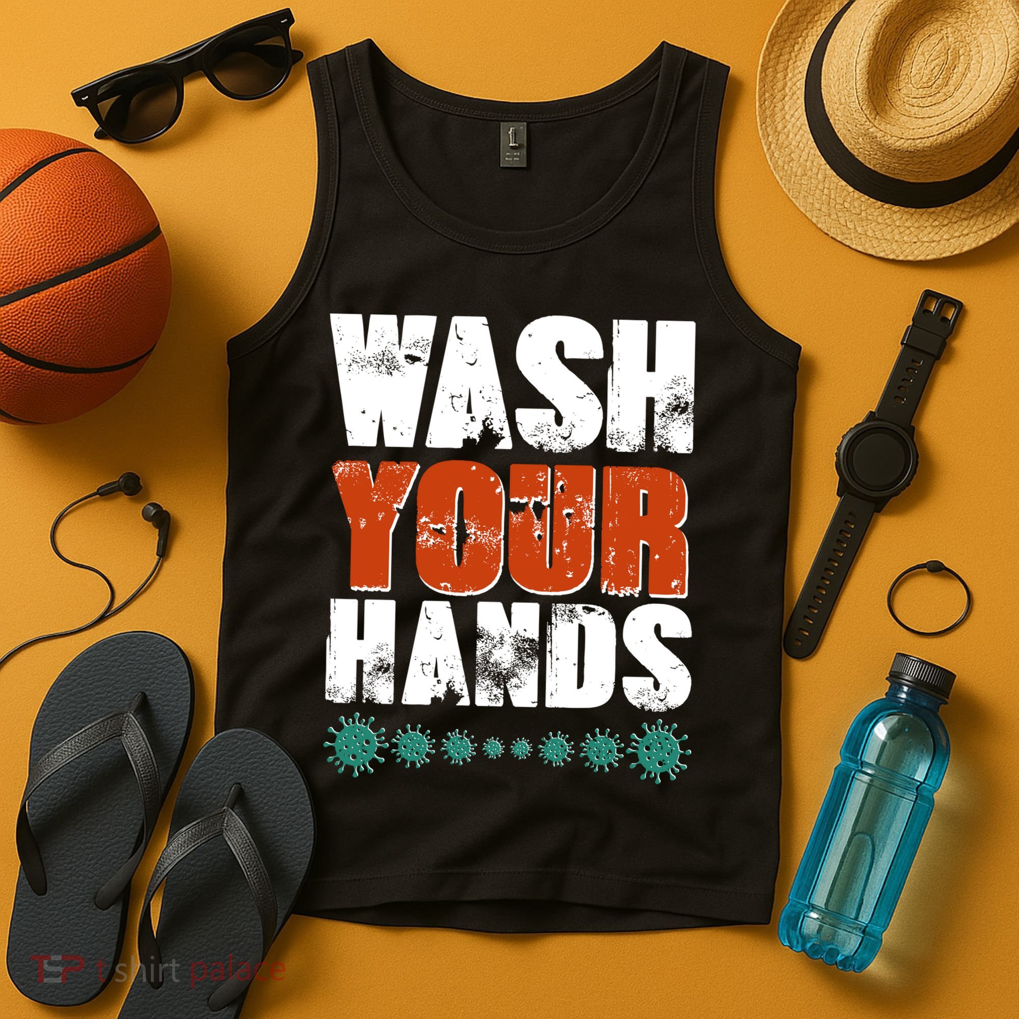 Distressed Wash Your Hands Funny Tank Top