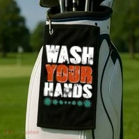 Distressed Wash Your Hands Funny Golf Towel thumb 2