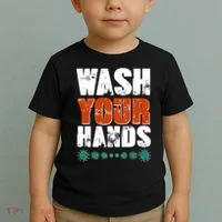 Distressed Wash Your Hands Funny Toddler T-Shirt thumb 2