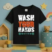Distressed Wash Your Hands Funny Toddler T-Shirt thumb 3