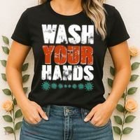 Distressed Wash Your Hands Funny Women's T-Shirt thumb 2