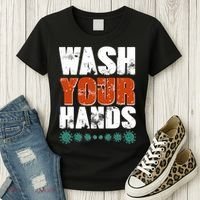 Distressed Wash Your Hands Funny Women's T-Shirt thumb 3
