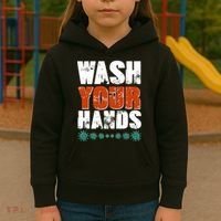 Distressed Wash Your Hands Funny Kids Hoodie thumb 3