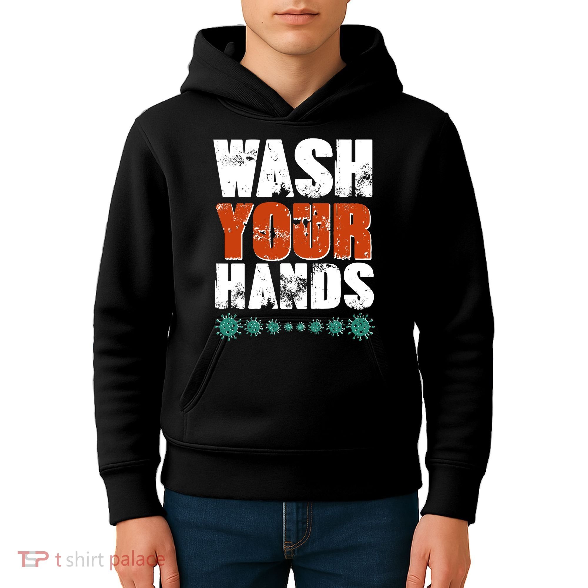 Distressed Wash Your Hands Funny Kids Hoodie