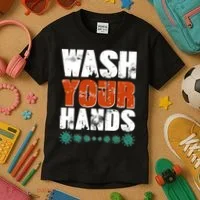 Distressed Wash Your Hands Funny Kids T-Shirt thumb 3