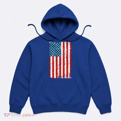 Distressed Worn USA American Flag Hoodie