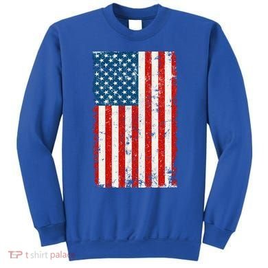 Distressed Worn USA American Flag Sweatshirt