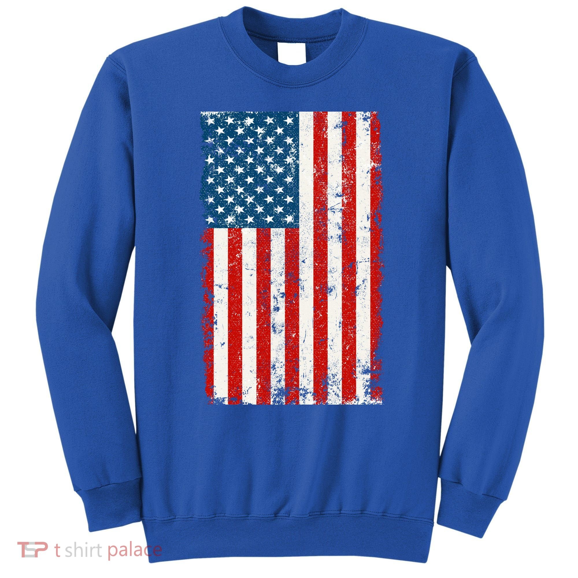 Distressed Worn USA American Flag Sweatshirt