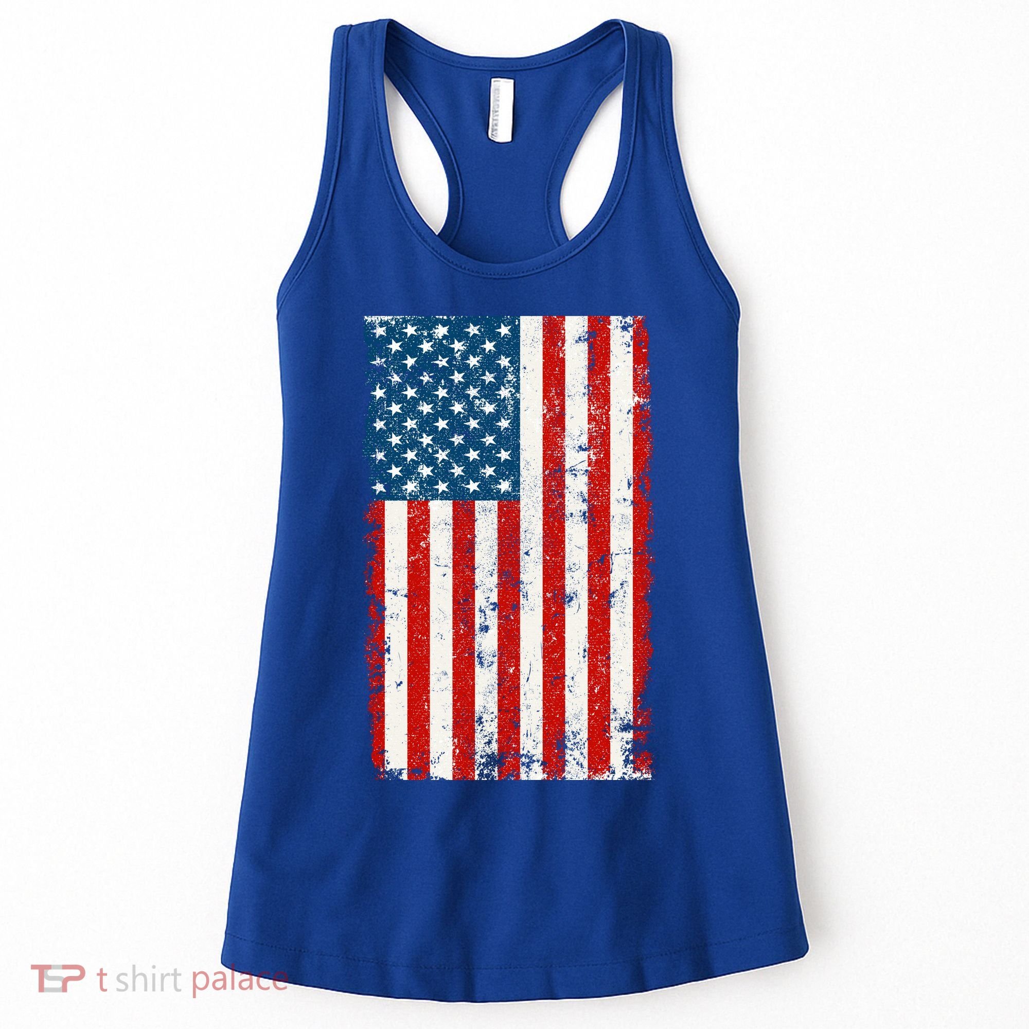 Distressed Worn USA American Flag Women's Tank Top