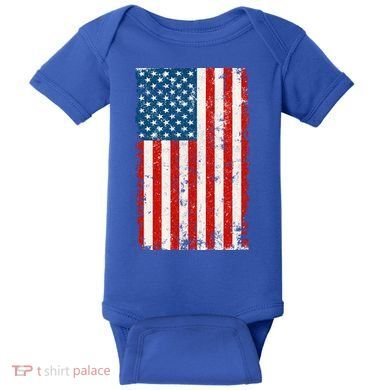 Distressed Worn USA American Flag Baby Bodysuit