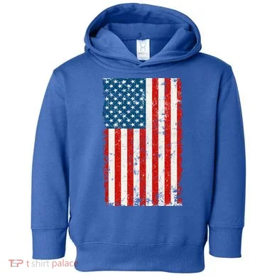 Distressed Worn USA American Flag Toddler Hoodie