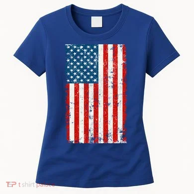 Distressed Worn USA American Flag Women's T-Shirt