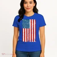 Distressed Worn USA American Flag Women's T-Shirt thumb 4