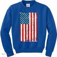 Distressed Worn USA American Flag Kids Sweatshirt thumb 0
