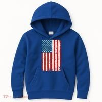 Distressed Worn USA American Flag Kids Hoodie thumb 0
