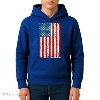 Distressed Worn USA American Flag Kids Hoodie thumb 4