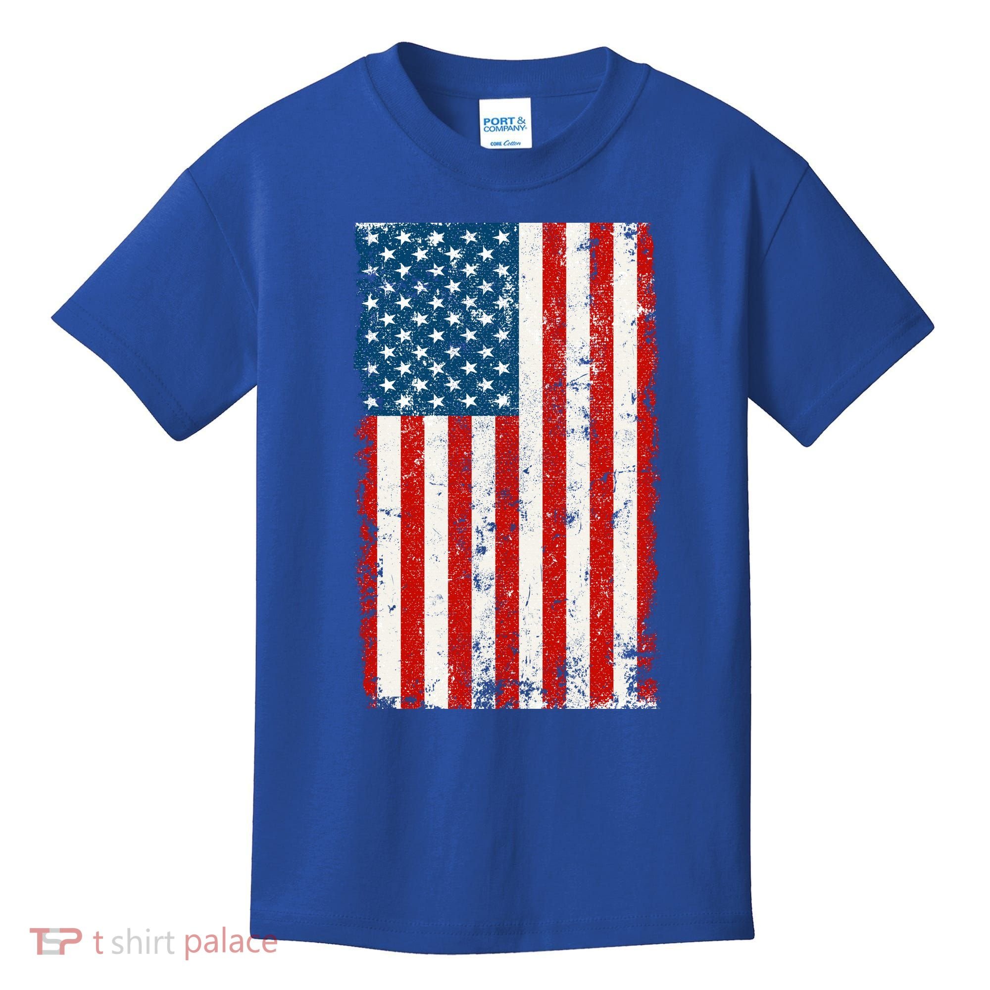 Distressed Worn USA American Flag Kids T-Shirt