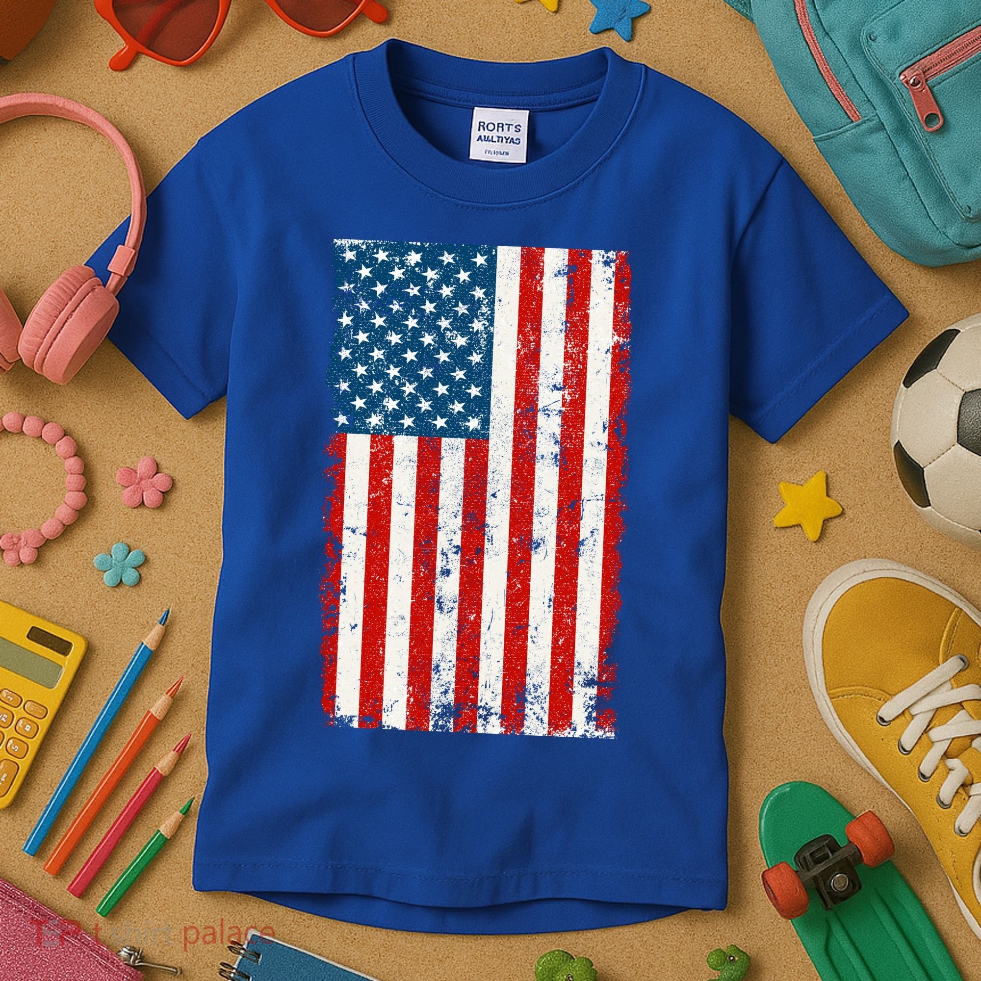 Distressed Worn USA American Flag Kids T-Shirt