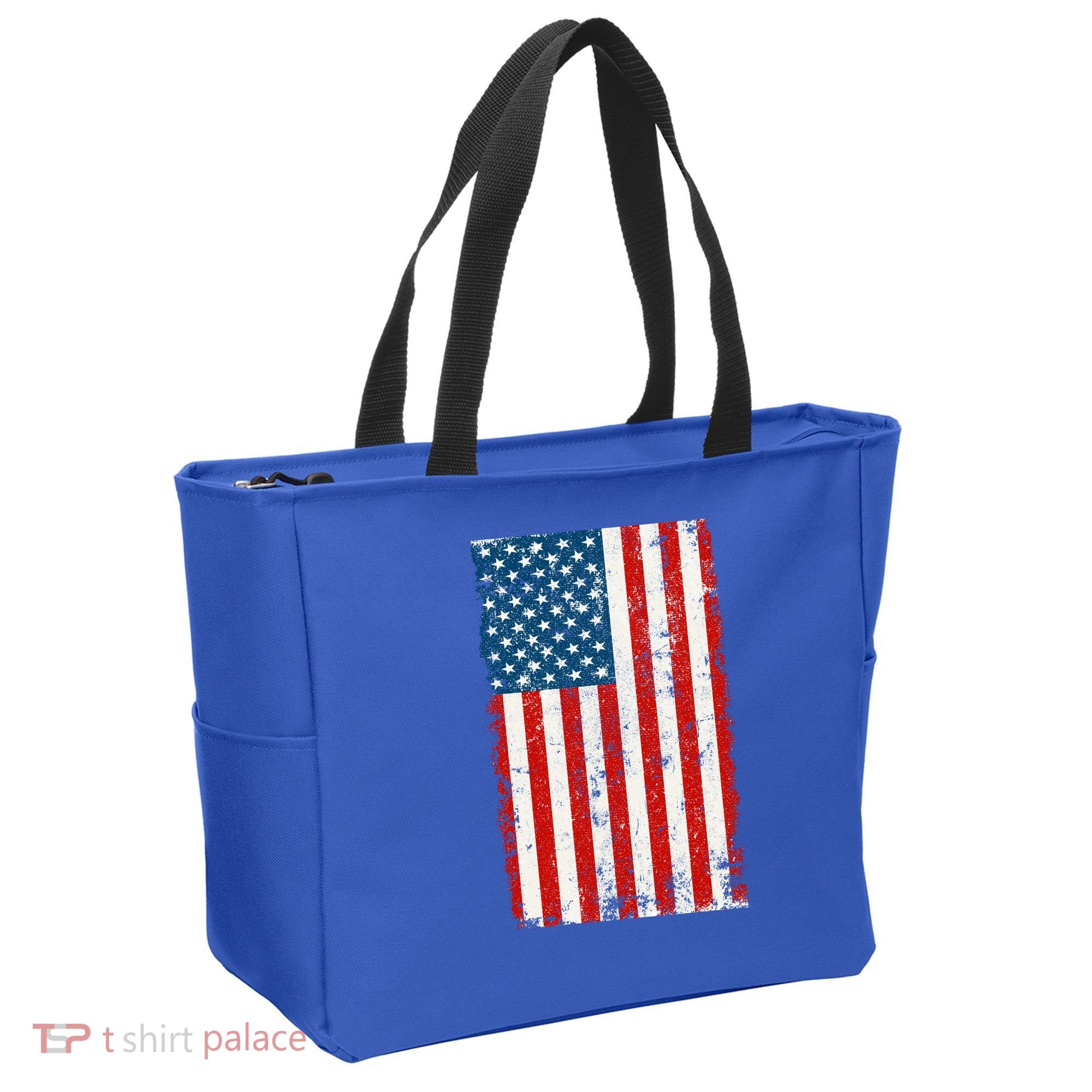 Distressed Worn USA American Flag Tote Bag