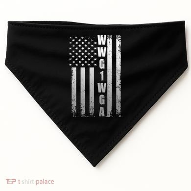 Distressed WWG1WGA US American Flag USA-Made Doggie Bandana
