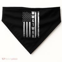 Distressed WWG1WGA US American Flag USA-Made Doggie Bandana thumb 0