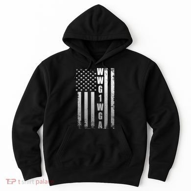 Distressed WWG1WGA US American Flag Hoodie