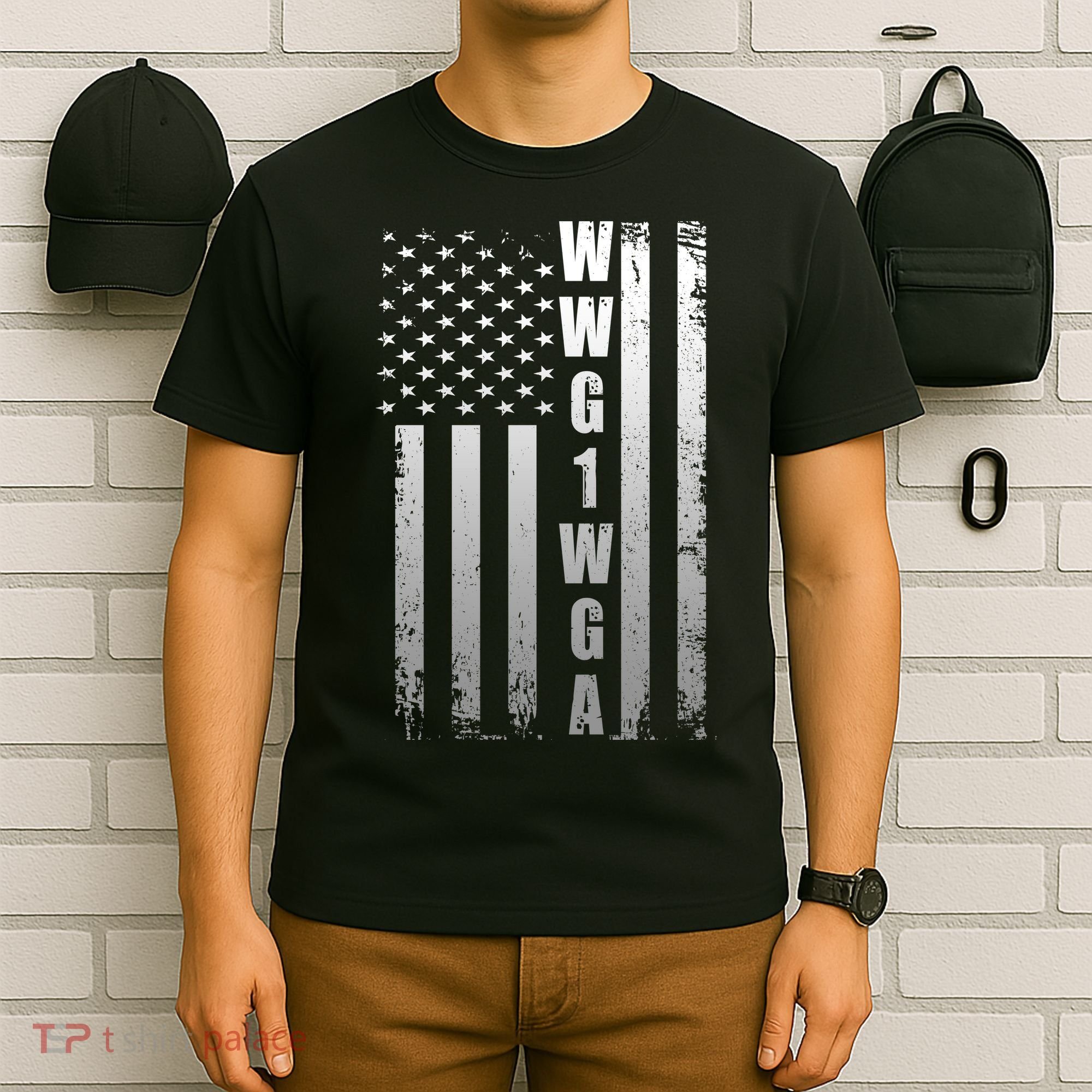 Distressed WWG1WGA US American Flag T-Shirt