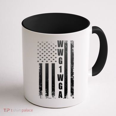 Distressed WWG1WGA US American Flag Coffee Mug back