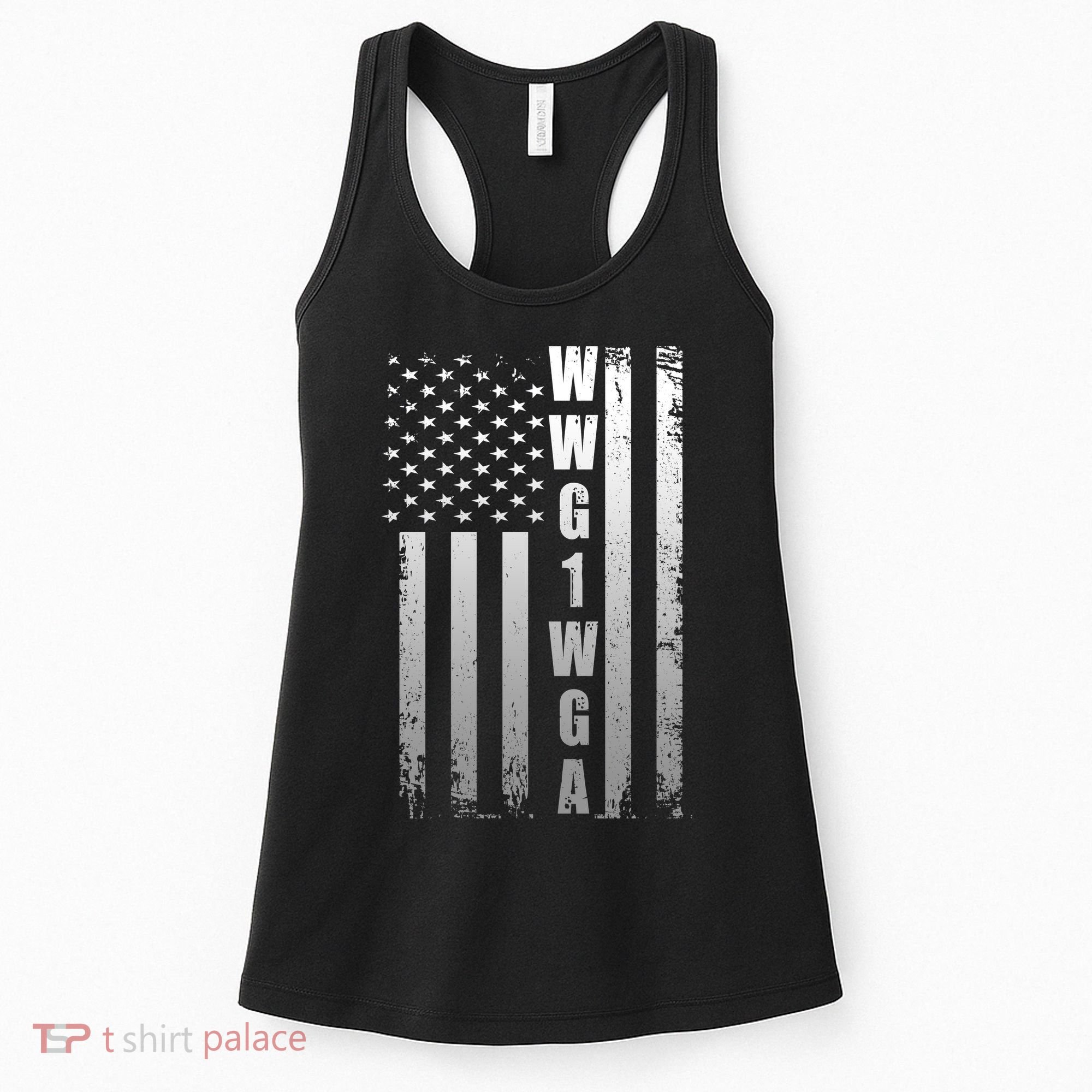 Distressed WWG1WGA US American Flag Women's Tank Top