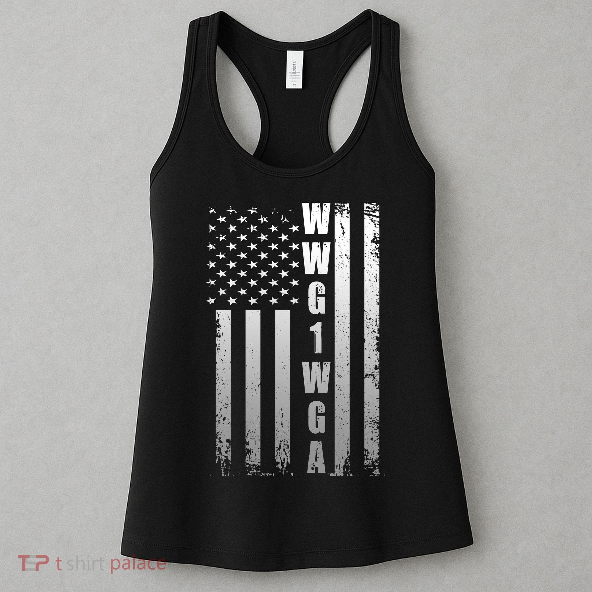 Distressed WWG1WGA US American Flag Women's Tank Top
