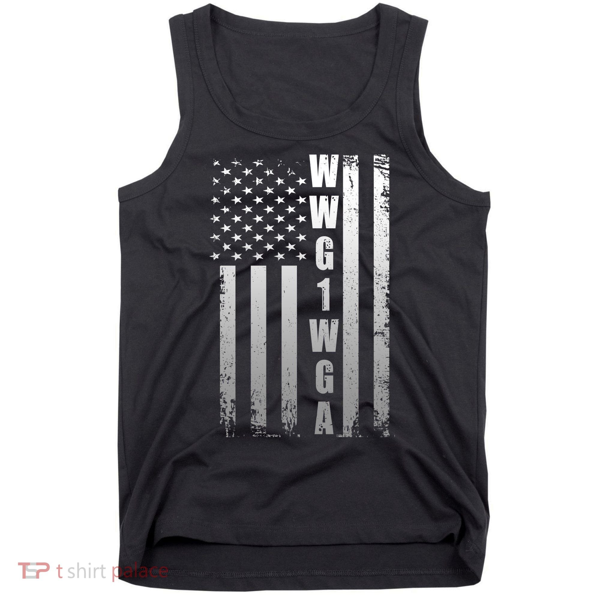 Distressed WWG1WGA US American Flag Tank Top