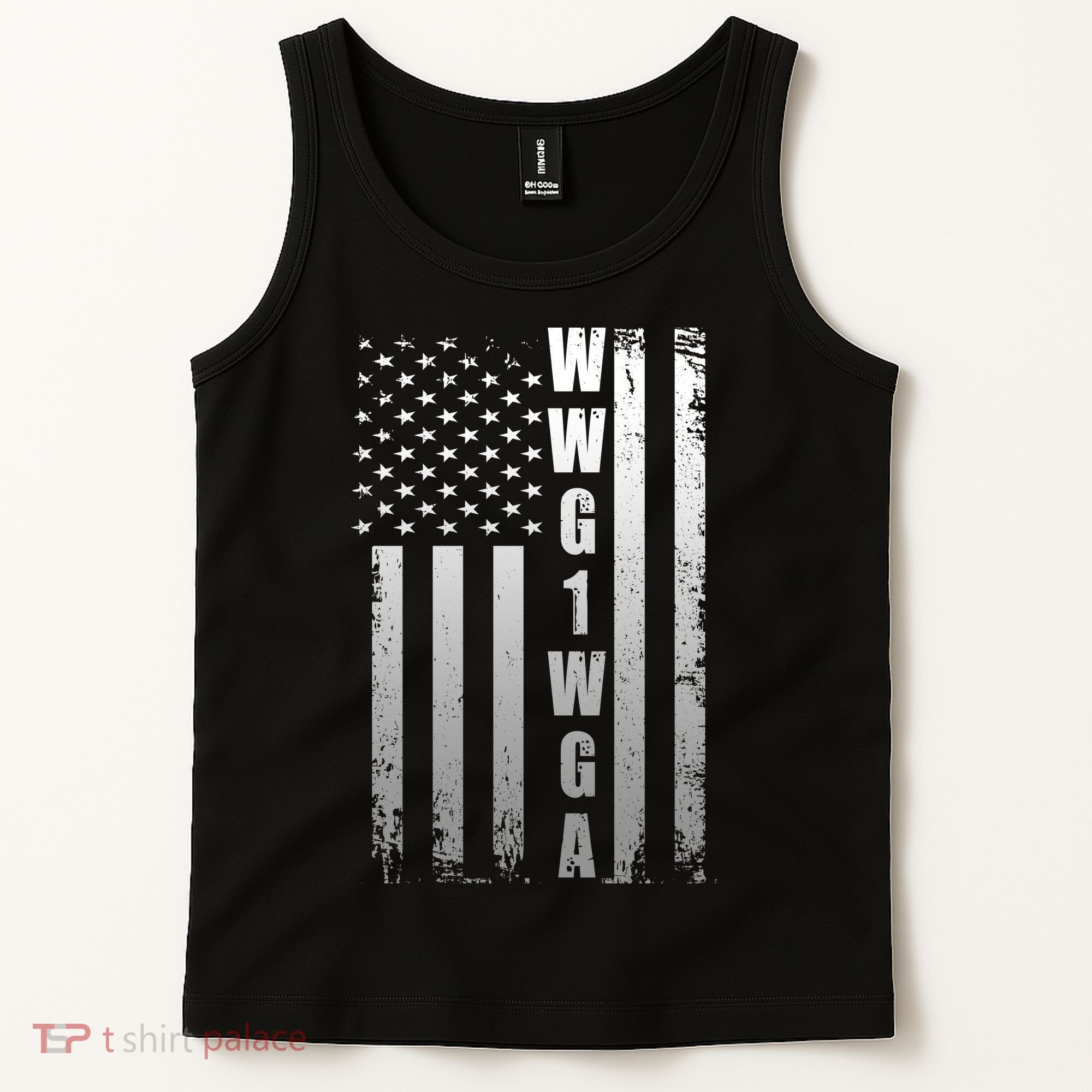 Distressed WWG1WGA US American Flag Tank Top