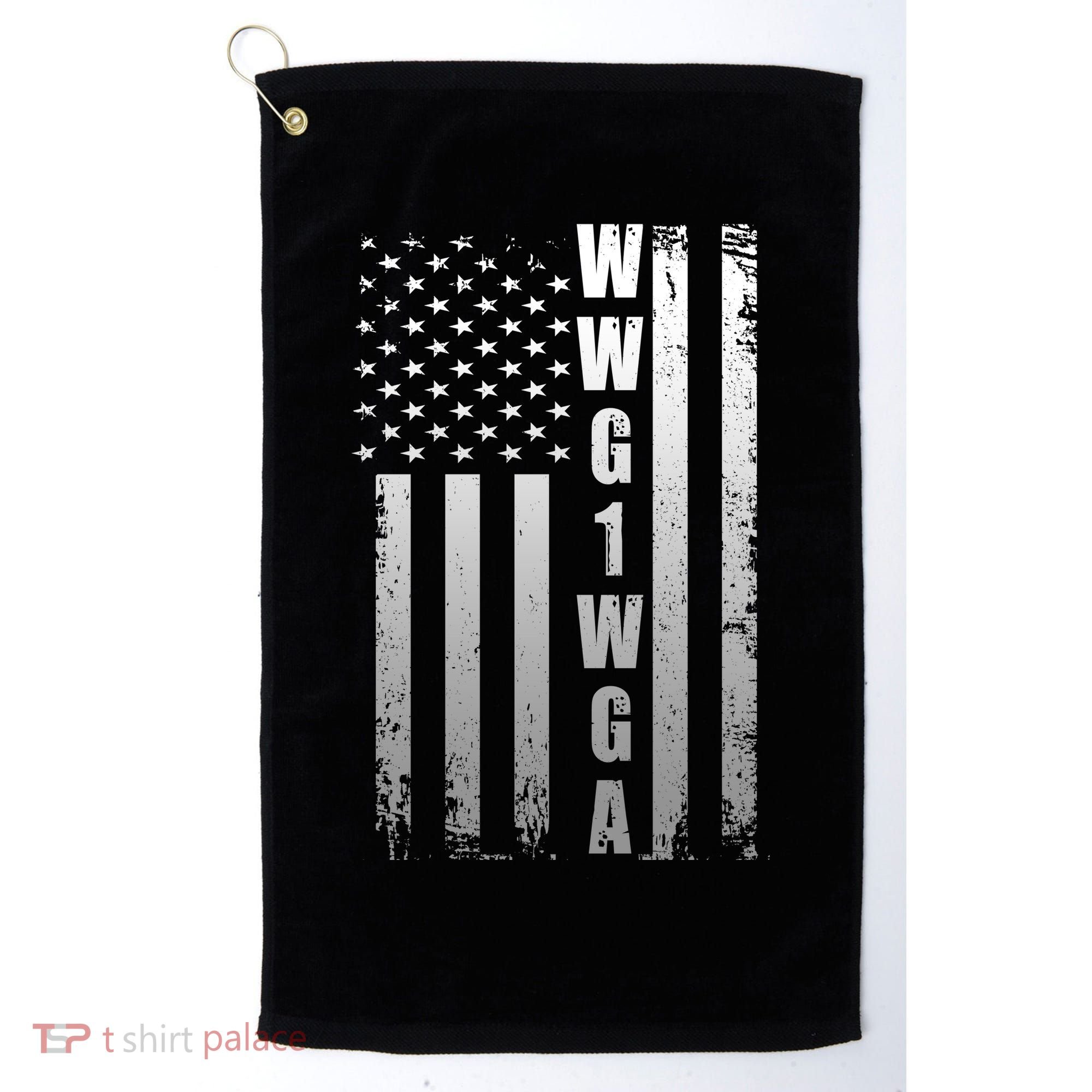 Distressed WWG1WGA US American Flag Golf Towel