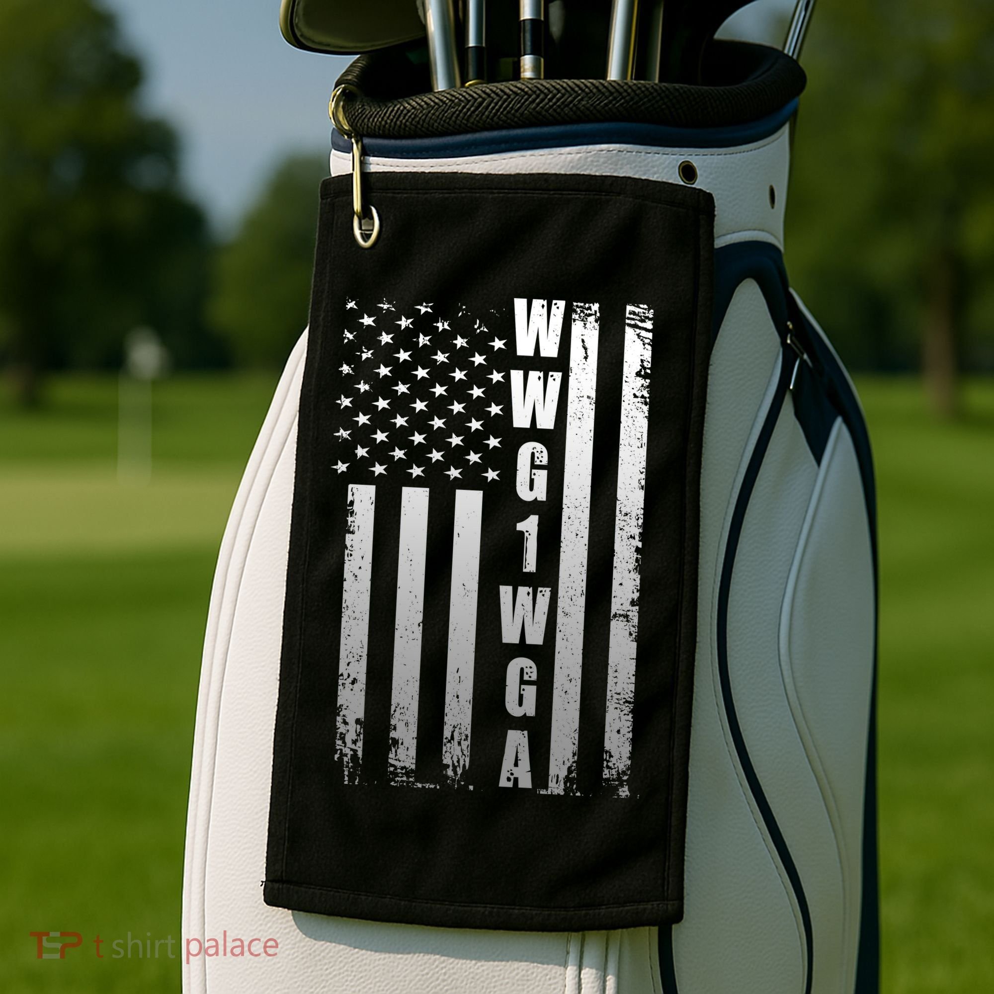 Distressed WWG1WGA US American Flag Golf Towel