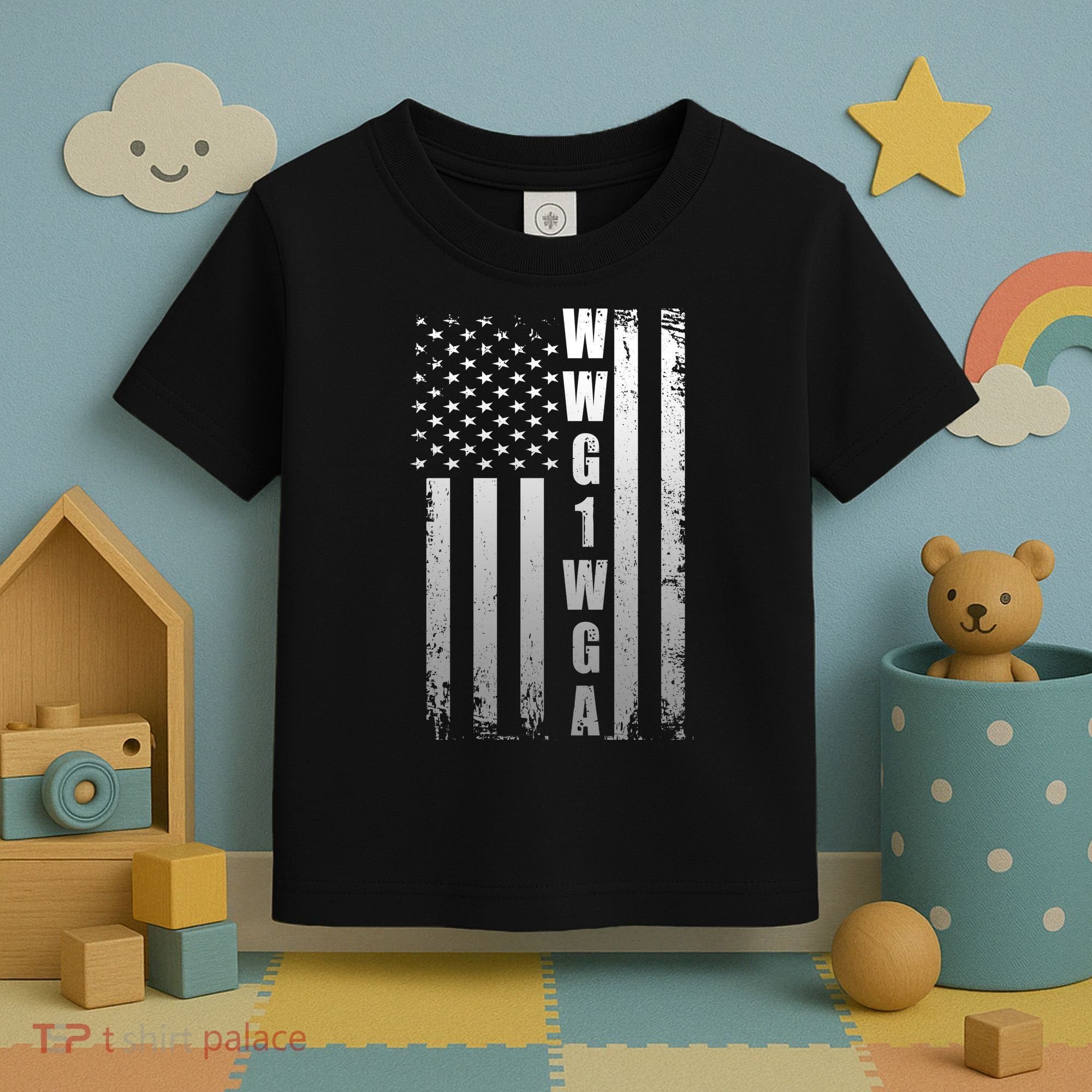 Distressed WWG1WGA US American Flag Toddler T-Shirt