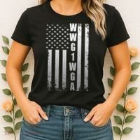 Distressed WWG1WGA US American Flag Women's T-Shirt thumb 2