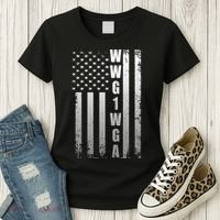 Distressed WWG1WGA US American Flag Women's T-Shirt thumb 3