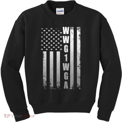 Distressed WWG1WGA US American Flag Kids Sweatshirt