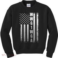 Distressed WWG1WGA US American Flag Kids Sweatshirt thumb 0