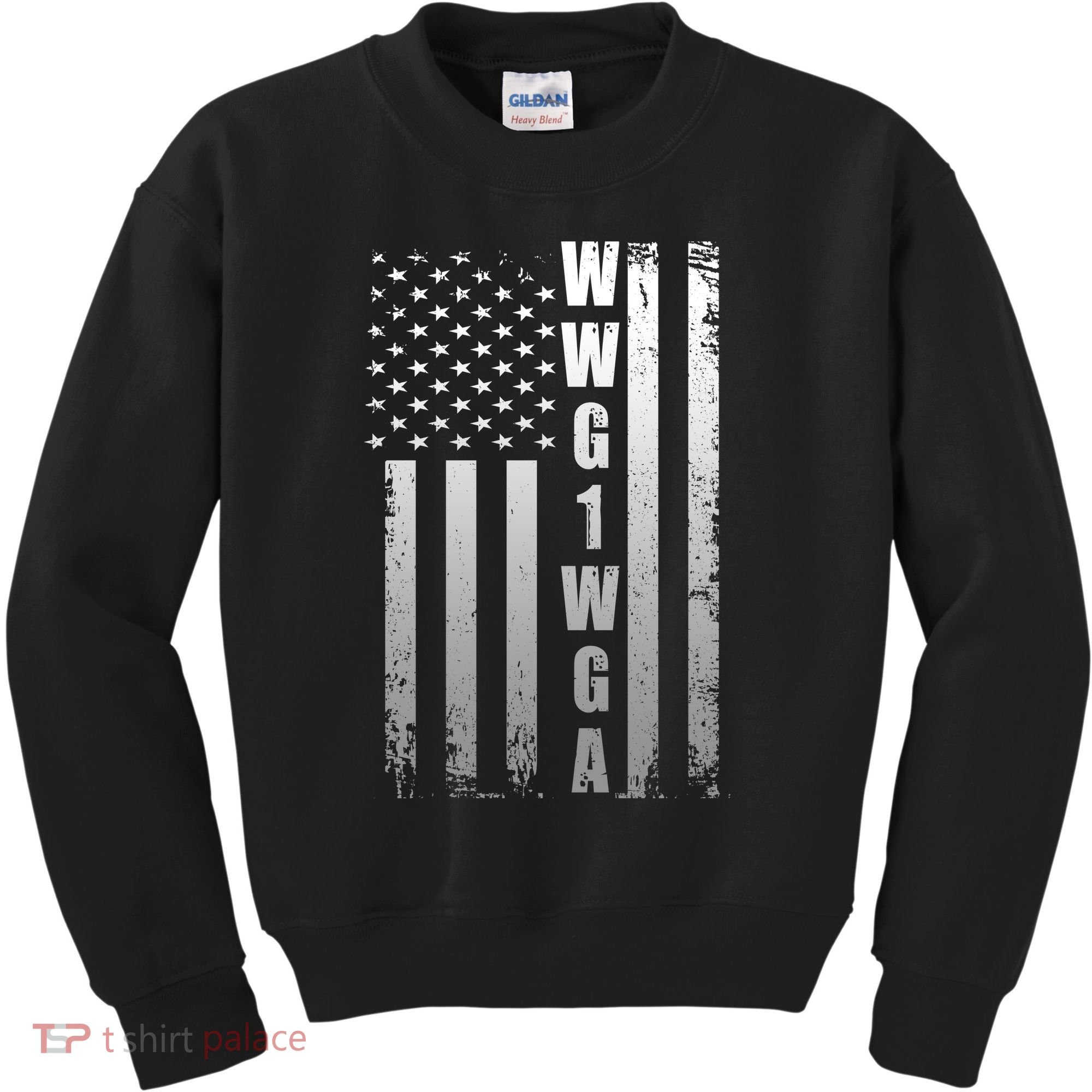 Distressed WWG1WGA US American Flag Kids Sweatshirt