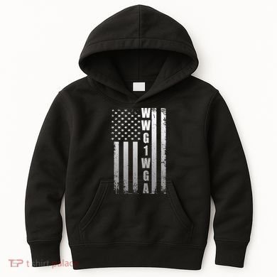 Distressed WWG1WGA US American Flag Kids Hoodie