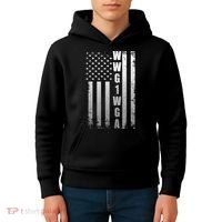 Distressed WWG1WGA US American Flag Kids Hoodie thumb 4