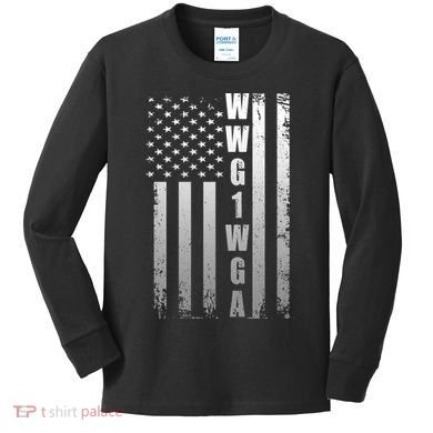 Distressed WWG1WGA US American Flag Kids Long Sleeve Shirt