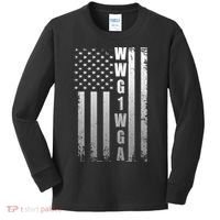 Distressed WWG1WGA US American Flag Kids Long Sleeve Shirt thumb 0