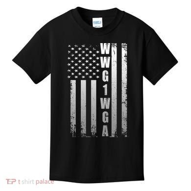 Distressed WWG1WGA US American Flag Kids T-Shirt